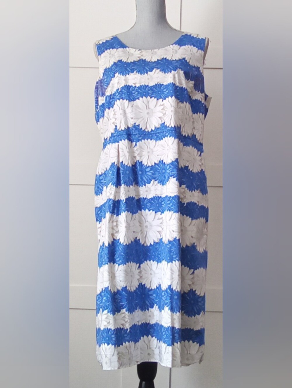 Blue and White Floral Stripe Sundress